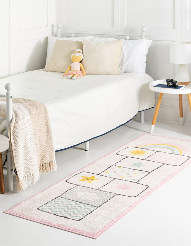 Ivory 2' 2 x 6' Whimsy Kids Runner Area Rug for Baby Nursery, Toddler Playroom, Bedrooms