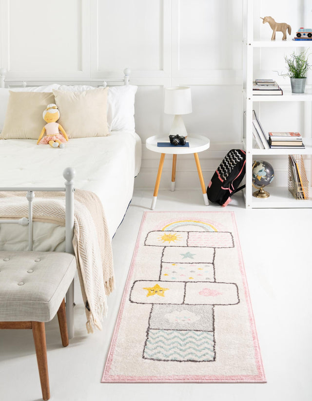 Ivory 2' 2 x 6' Whimsy Kids Runner Area Rug for Baby Nursery, Toddler Playroom, Bedrooms