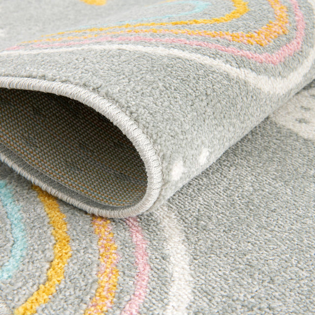 Gray 2' 2 x 2' 11 Whimsy Kids Rectangle Area Rug for Baby Nursery, Toddler Playroom, Bedrooms Playful Fun Design Easy Clean Carpet for Sale at Rug Engine
