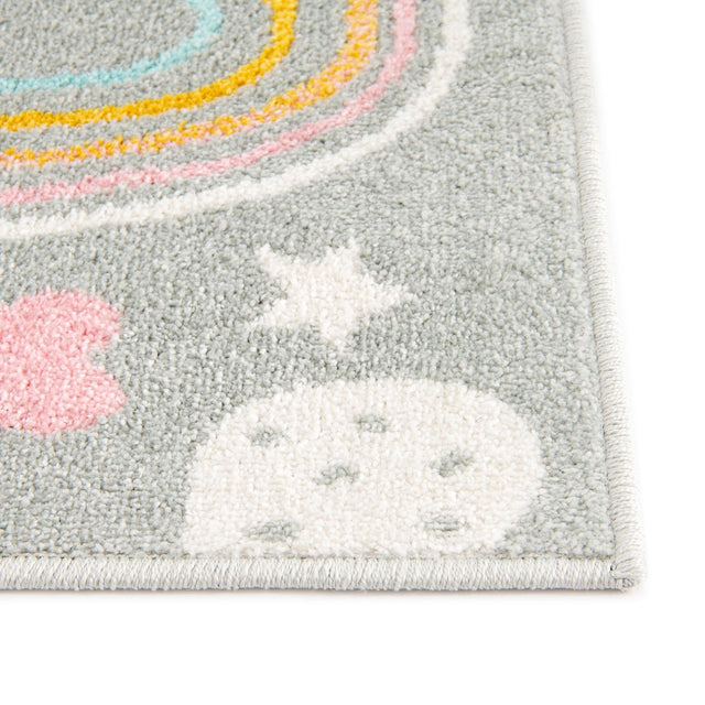 Gray 7' 10 x 10' Whimsy Kids Rectangle Area Rug for Baby Nursery, Toddler Playroom, Bedrooms