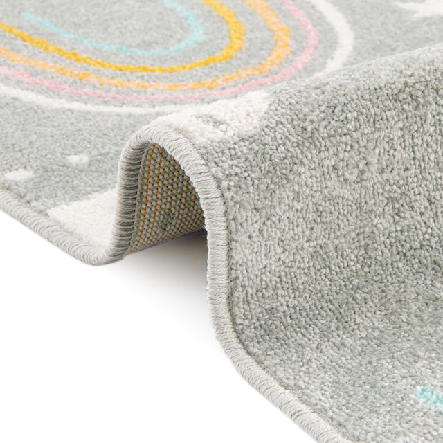Gray 2' 2 x 2' 11 Whimsy Kids Rectangle Area Rug for Baby Nursery, Toddler Playroom, Bedrooms Playful Fun Design Easy Clean Carpet for Sale at Rug Engine