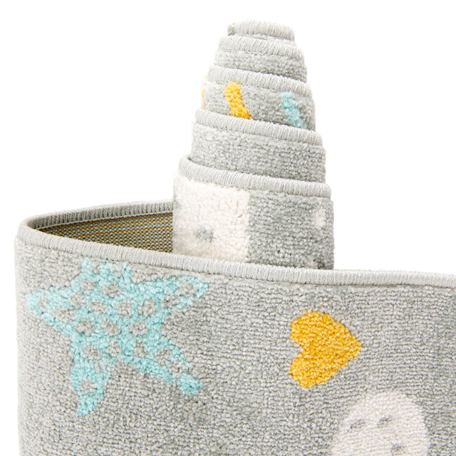 Gray 5' 3 x 8' Whimsy Kids Rectangle Area Rug for Baby Nursery, Toddler Playroom, Bedrooms