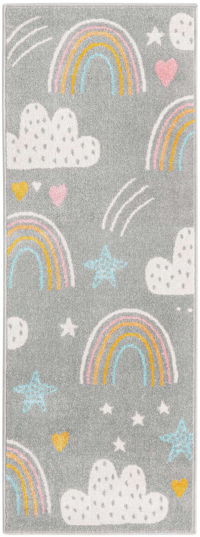 Gray 2' 2 x 6' Whimsy Kids Runner Area Rug for Baby Nursery, Toddler Playroom, Bedrooms