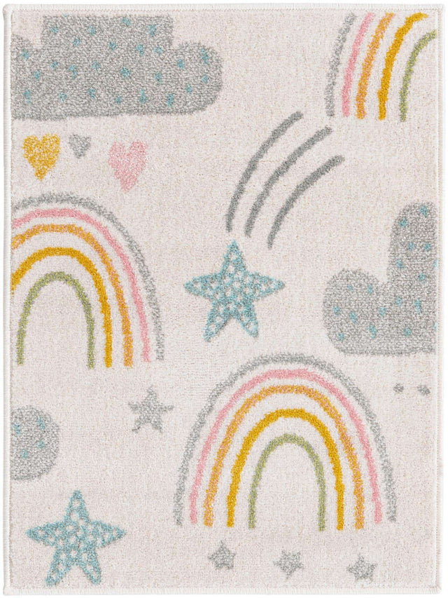 Ivory 2' 2 x 2' 11 Whimsy Kids Rectangle Area Rug for Baby Nursery, Toddler Playroom, Bedrooms