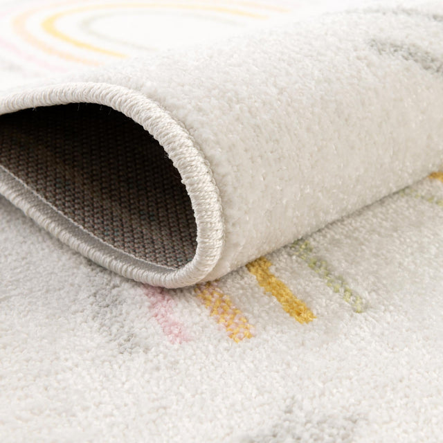 Ivory 7' 10 x 10' Whimsy Kids Rectangle Area Rug for Baby Nursery, Toddler Playroom, Bedrooms