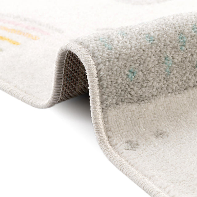 Ivory 5' 3 x 8' Whimsy Kids Rectangle Area Rug for Baby Nursery, Toddler Playroom, Bedrooms