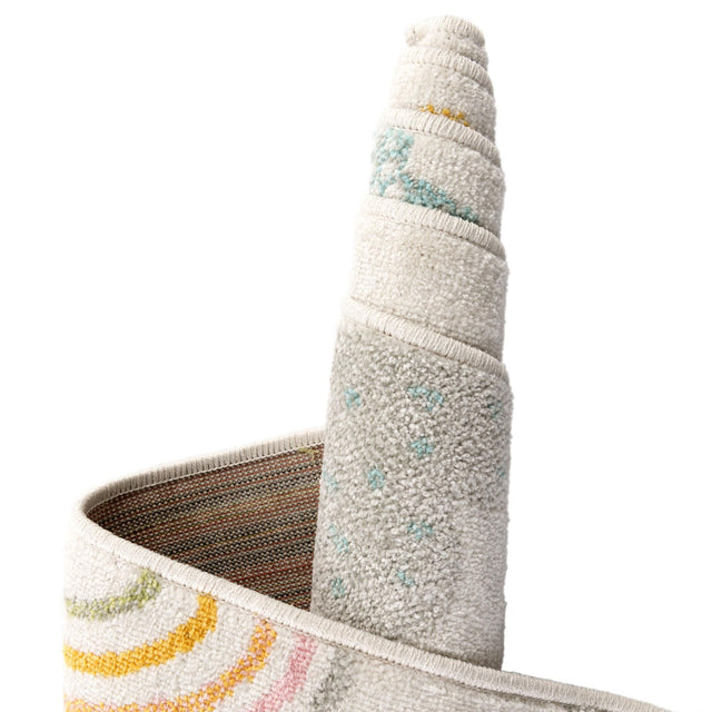 Ivory 7' 10 x 10' Whimsy Kids Rectangle Area Rug for Baby Nursery, Toddler Playroom, Bedrooms