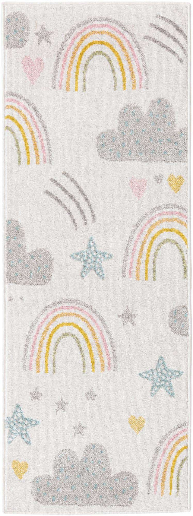 Ivory 2' 2 x 6' Whimsy Kids Runner Area Rug for Baby Nursery, Toddler Playroom, Bedrooms
