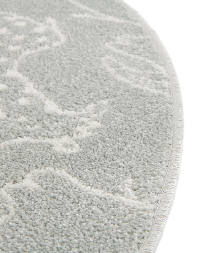 Gray 5' 3 x 5' 3 Whimsy Kids Round Area Rug for Baby Nursery, Toddler Playroom, Bedrooms