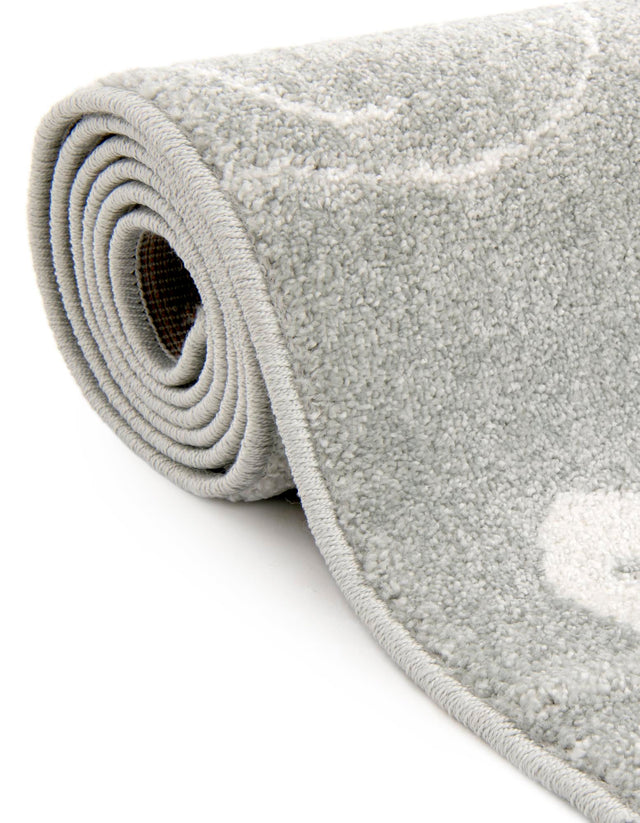 Gray 7' 10 x 7' 10 Whimsy Kids Round Area Rug for Baby Nursery, Toddler Playroom, Bedrooms