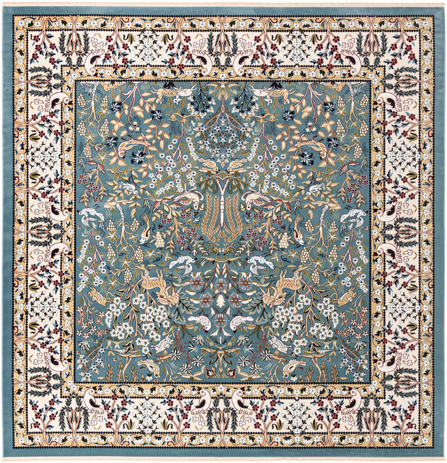 Blue 10' x 10' Narenj Square Area Rug 85% Polypropylene & 15% Polyester Traditional Classic Carpet for Living, Dining, Bedrooms, Office for Sale at Rug Engine