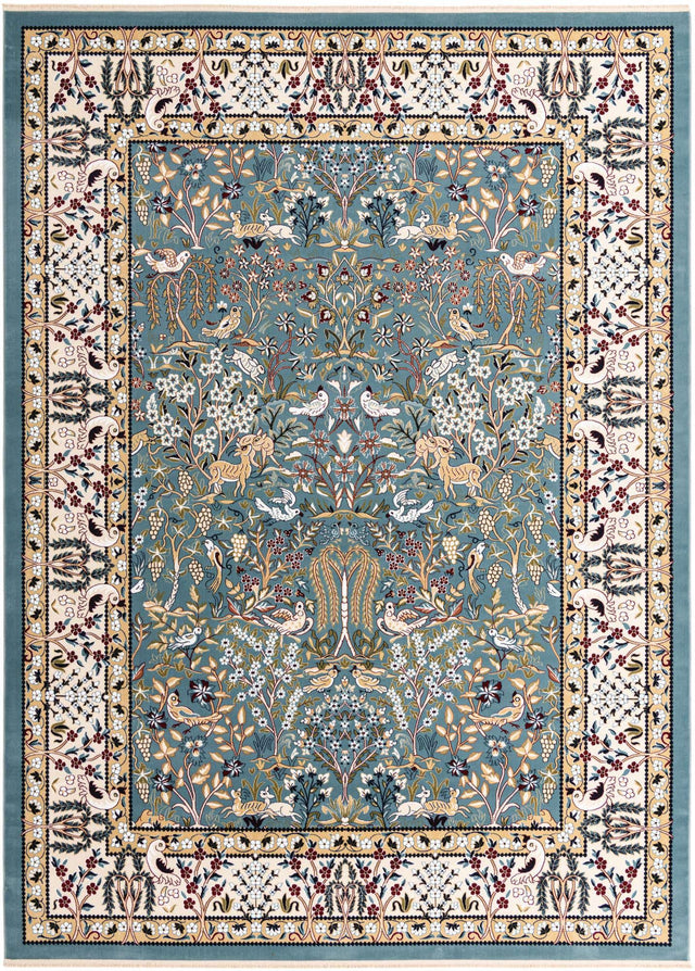 Blue 9' x 12' Narenj Rectangle Area Rug 85% Polypropylene & 15% Polyester Traditional Classic Carpet for Living, Dining, Bedrooms, Office for Sale at Rug Engine