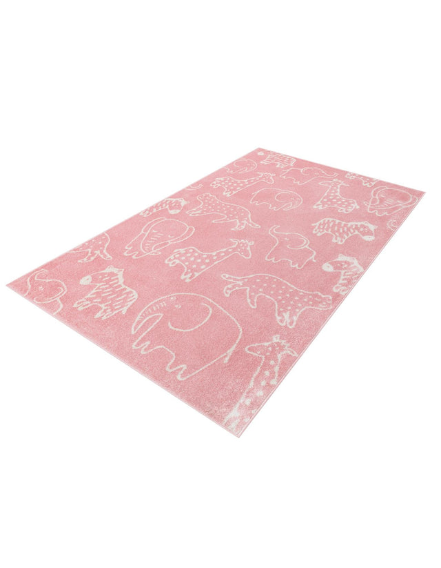 Pink 5' 3 x 8' Whimsy Kids Rectangle Area Rug for Baby Nursery, Toddler Playroom, Bedrooms