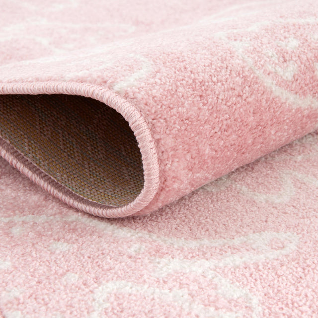 Pink 2' 2 x 2' 11 Whimsy Kids Rectangle Area Rug for Baby Nursery, Toddler Playroom, Bedrooms