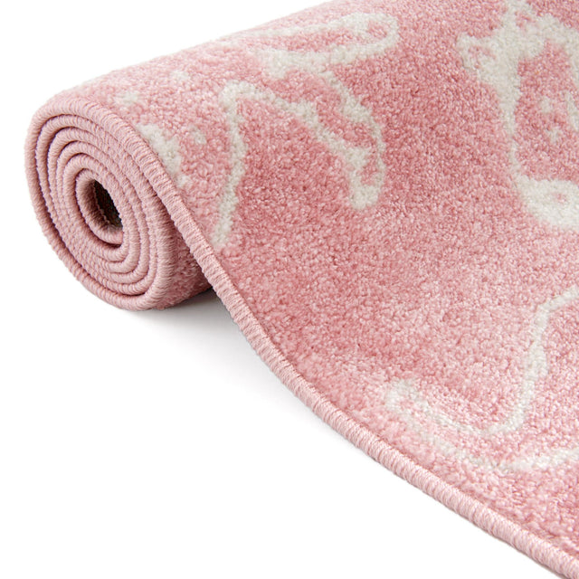 Pink 5' 3 x 8' Whimsy Kids Rectangle Area Rug for Baby Nursery, Toddler Playroom, Bedrooms