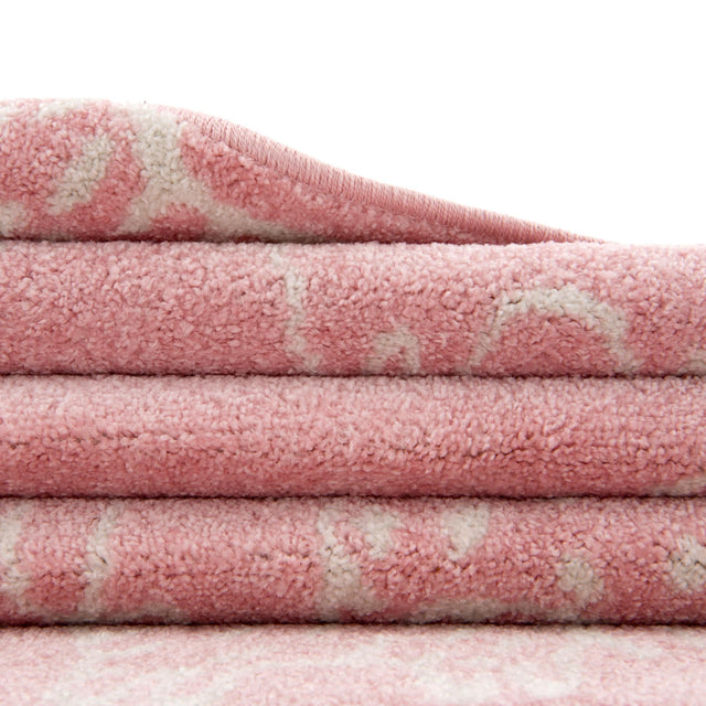 Pink 5' 3 x 8' Whimsy Kids Rectangle Area Rug for Baby Nursery, Toddler Playroom, Bedrooms