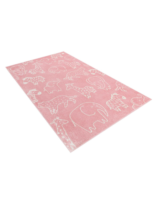 Pink 5' 3 x 8' Whimsy Kids Rectangle Area Rug for Baby Nursery, Toddler Playroom, Bedrooms