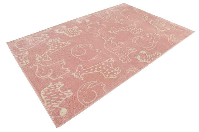 Pink 5' 3 x 8' Whimsy Kids Rectangle Area Rug for Baby Nursery, Toddler Playroom, Bedrooms