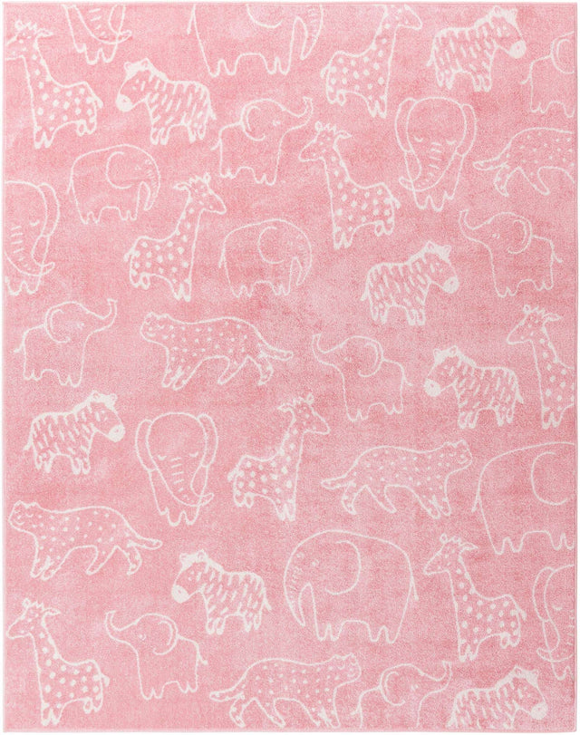 Pink 7' 10 x 10' Whimsy Kids Rectangle Area Rug for Baby Nursery, Toddler Playroom, Bedrooms