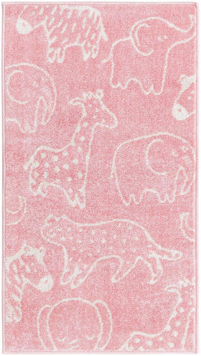 Pink 2' 2 x 3' 11 Whimsy Kids Runner Area Rug for Baby Nursery, Toddler Playroom, Bedrooms