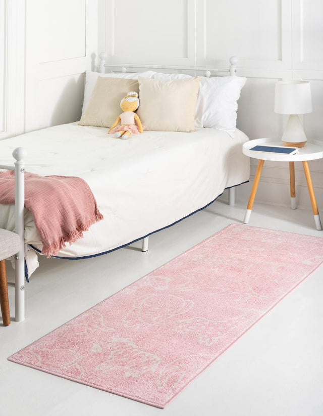 Pink 2' 2 x 3' 11 Whimsy Kids Runner Area Rug for Baby Nursery, Toddler Playroom, Bedrooms