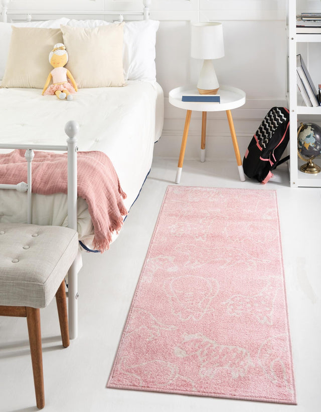 Pink 2' 2 x 3' 11 Whimsy Kids Runner Area Rug for Baby Nursery, Toddler Playroom, Bedrooms