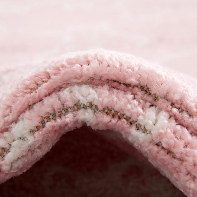 Pink 5' 3 x 5' 3 Whimsy Kids Round Area Rug for Baby Nursery, Toddler Playroom, Bedrooms