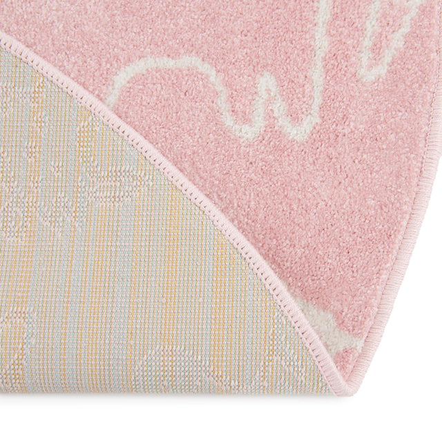 Pink 3' 3 x 3' 3 Whimsy Kids Round Area Rug for Baby Nursery, Toddler Playroom, Bedrooms