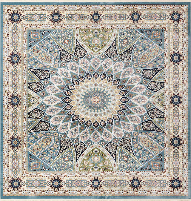 Blue 10' x 10' Narenj Square Area Rug 85% Polypropylene & 15% Polyester Traditional Classic Carpet for Living, Dining, Bedrooms, Office for Sale at Rug Engine