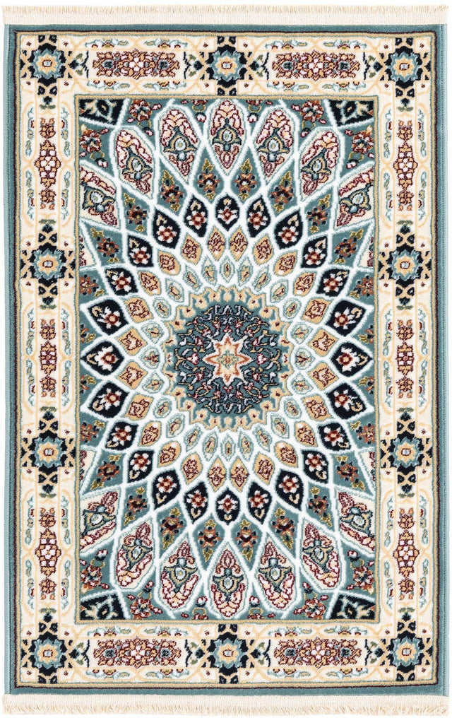Blue 2' x 3' 1 Narenj Rectangle Area Rug 85% Polypropylene & 15% Polyester Traditional Classic Carpet for Living, Dining, Bedrooms, Office for Sale at Rug Engine