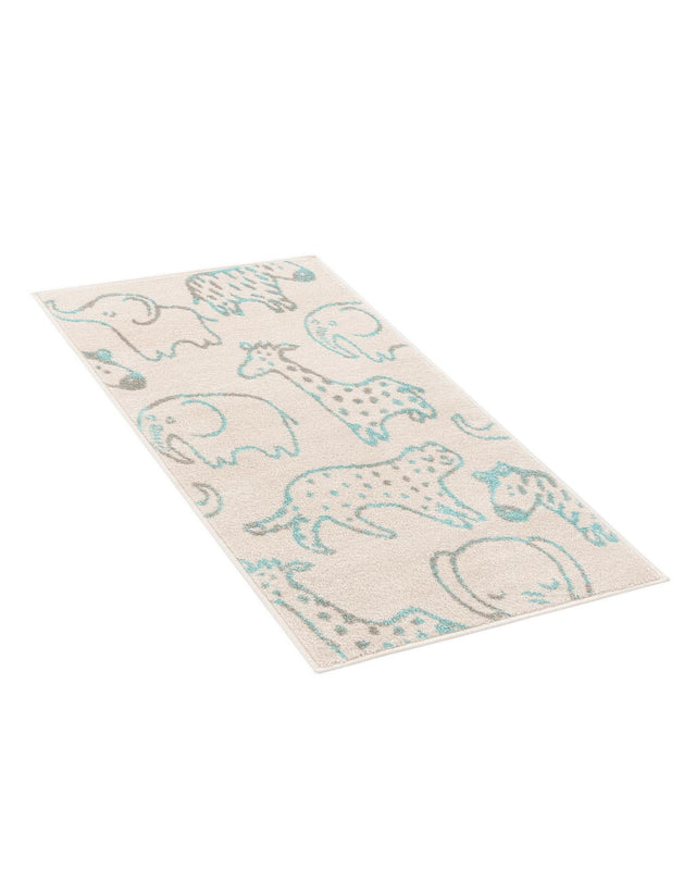 Ivory 2' 2 x 3' 11 Whimsy Kids Runner Area Rug for Baby Nursery, Toddler Playroom, Bedrooms