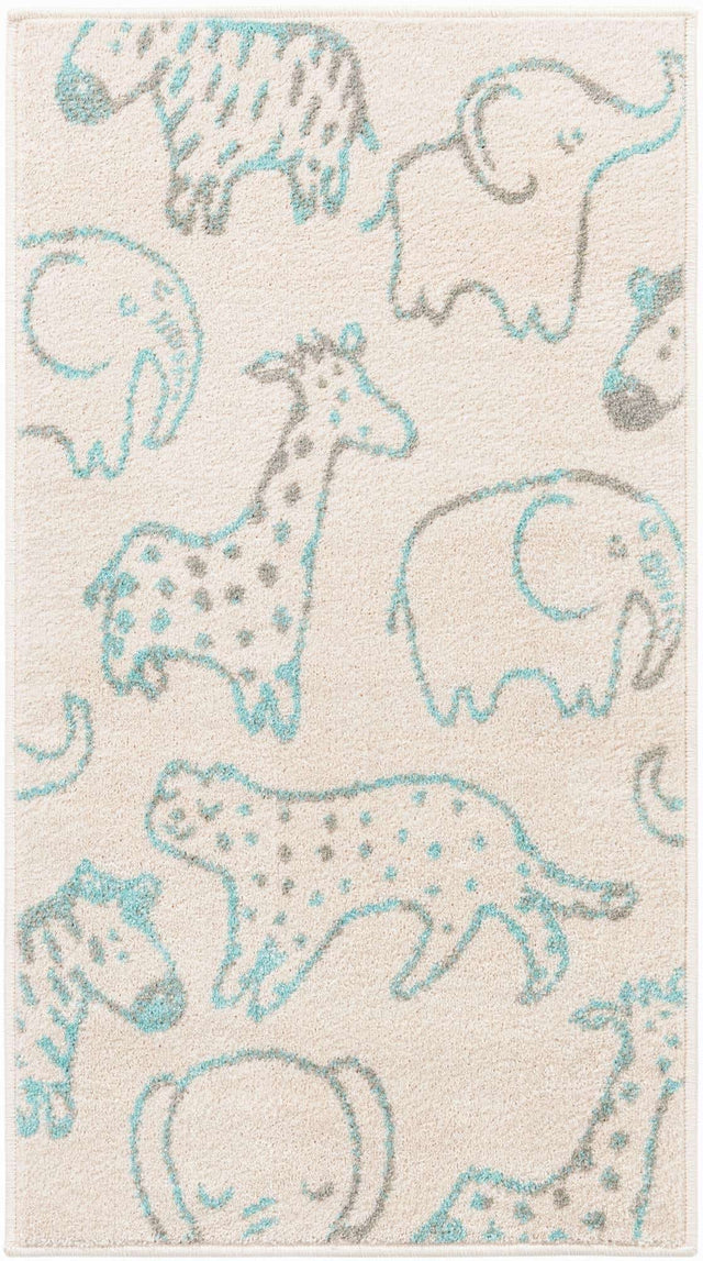 Ivory 2' 2 x 3' 11 Whimsy Kids Runner Area Rug for Baby Nursery, Toddler Playroom, Bedrooms