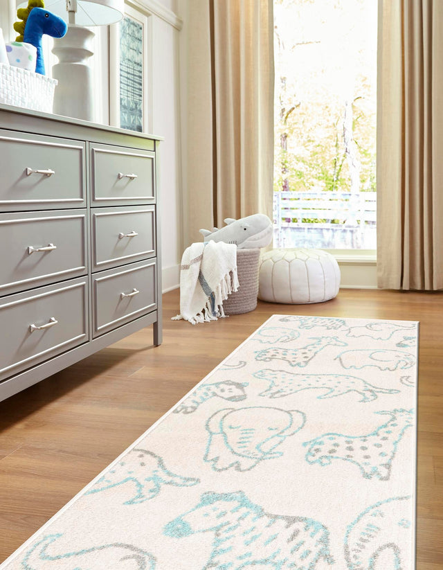 Ivory 2' 2 x 3' 11 Whimsy Kids Runner Area Rug for Baby Nursery, Toddler Playroom, Bedrooms