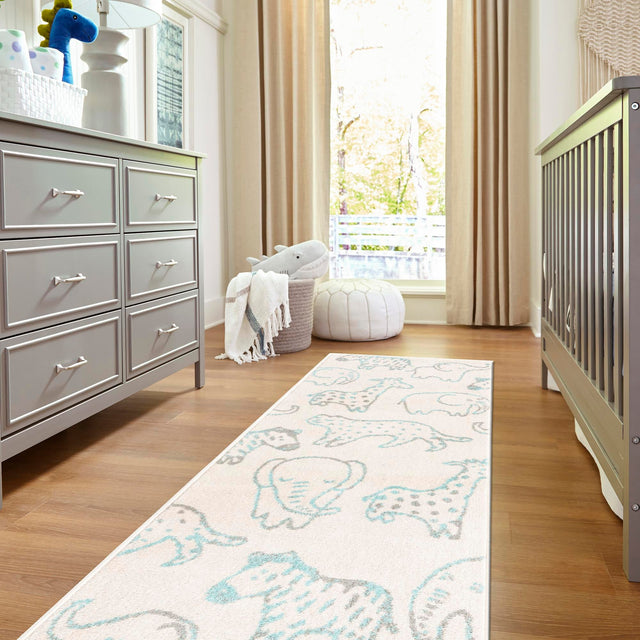 Ivory 2' 2 x 3' 11 Whimsy Kids Runner Area Rug for Baby Nursery, Toddler Playroom, Bedrooms