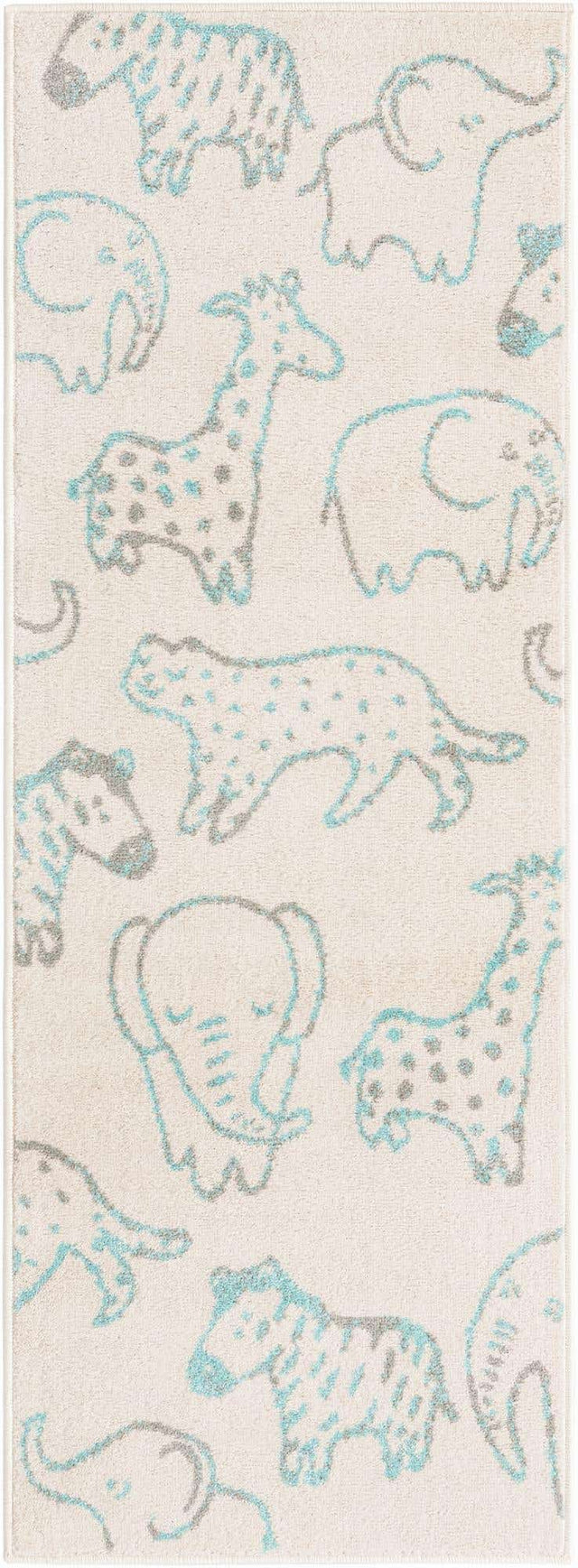 Ivory 2' 2 x 6' Whimsy Kids Runner Area Rug for Baby Nursery, Toddler Playroom, Bedrooms