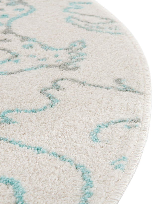 Ivory 3' 3 x 3' 3 Whimsy Kids Round Area Rug for Baby Nursery, Toddler Playroom, Bedrooms