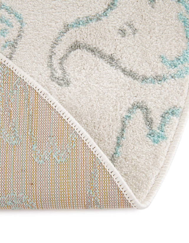 Ivory 7' 10 x 7' 10 Whimsy Kids Round Area Rug for Baby Nursery, Toddler Playroom, Bedrooms