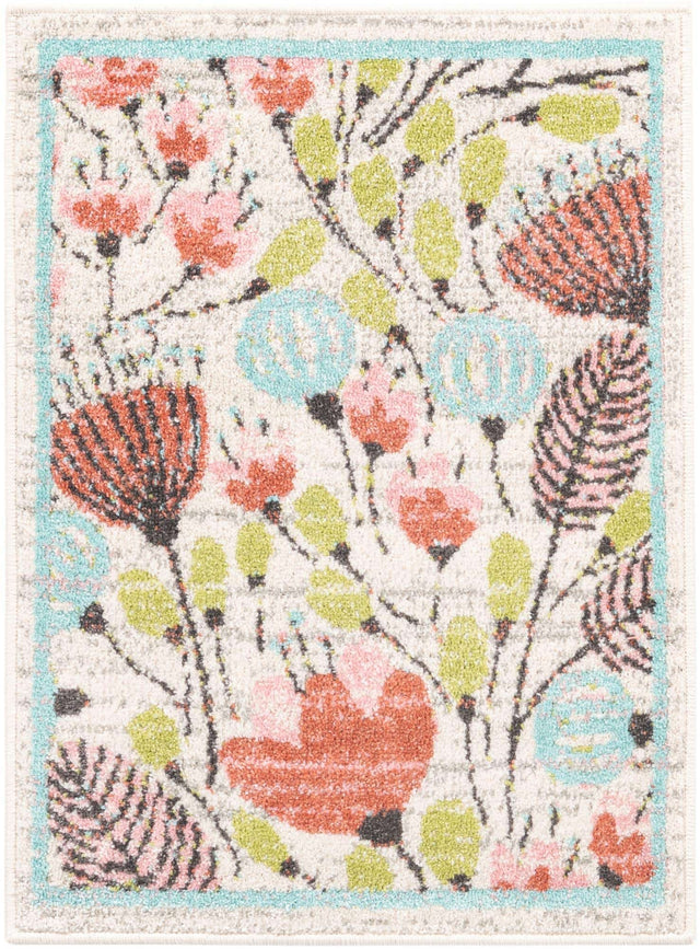Ivory 2' 2 x 2' 11 Whimsy Kids Rectangle Area Rug for Baby Nursery, Toddler Playroom, Bedrooms Playful Fun Design Easy Clean Carpet for Sale at Rug Engine