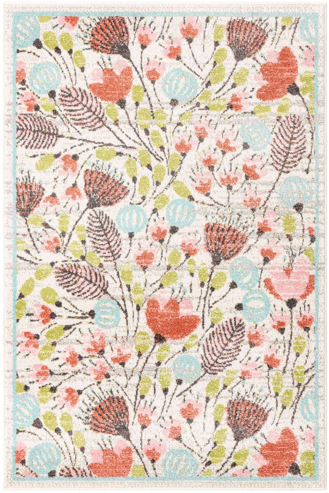 Ivory 3' 11 x 5' 11 Whimsy Kids Rectangle Area Rug for Baby Nursery, Toddler Playroom, Bedrooms