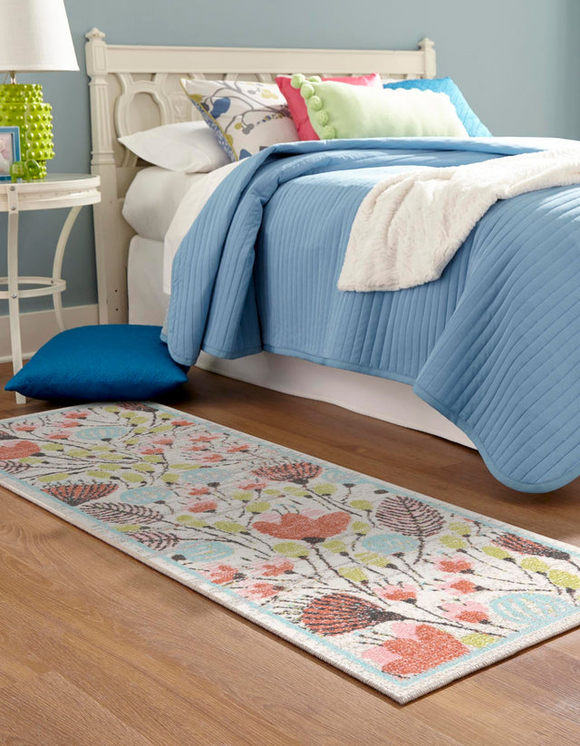 Ivory 2' x 8' Whimsy Kids Runner Area Rug for Baby Nursery, Toddler Playroom, Bedrooms