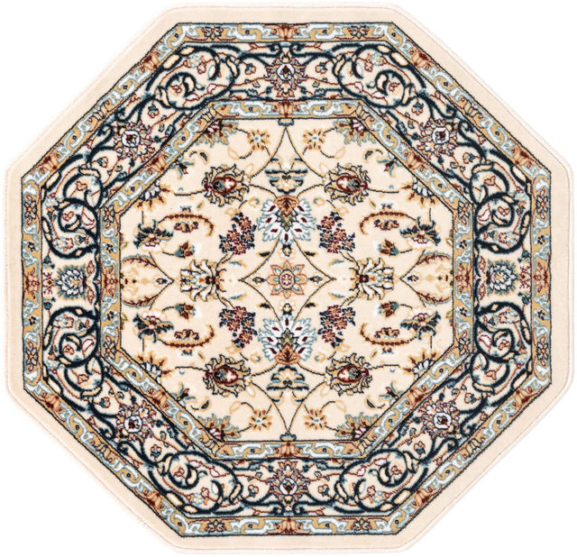 Ivory 3' 1 x 3' 1 Narenj Octagon Area Rug 85% Polypropylene & 15% Polyester Traditional Classic Carpet for Living, Dining, Bedrooms, Office for Sale at Rug Engine