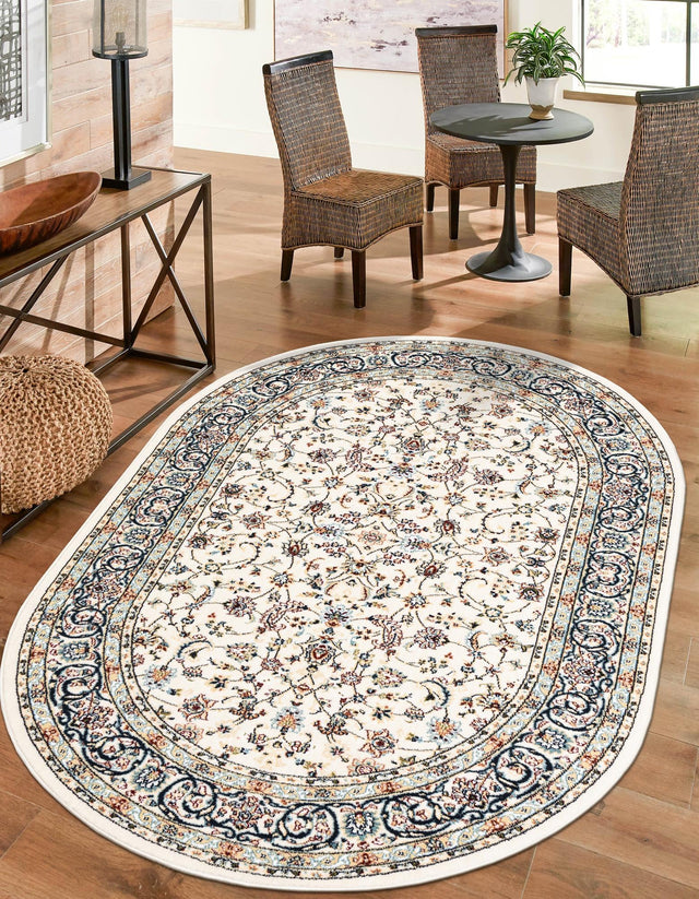 Ivory 2' x 3' 1 Narenj Oval Area Rug 85% Polypropylene & 15% Polyester Traditional Classic Carpet for Living, Dining, Bedrooms, Office for Sale at Rug Engine