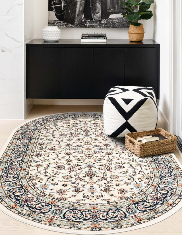 Ivory 2' x 3' 1 Narenj Oval Area Rug 85% Polypropylene & 15% Polyester Traditional Classic Carpet for Living, Dining, Bedrooms, Office for Sale at Rug Engine