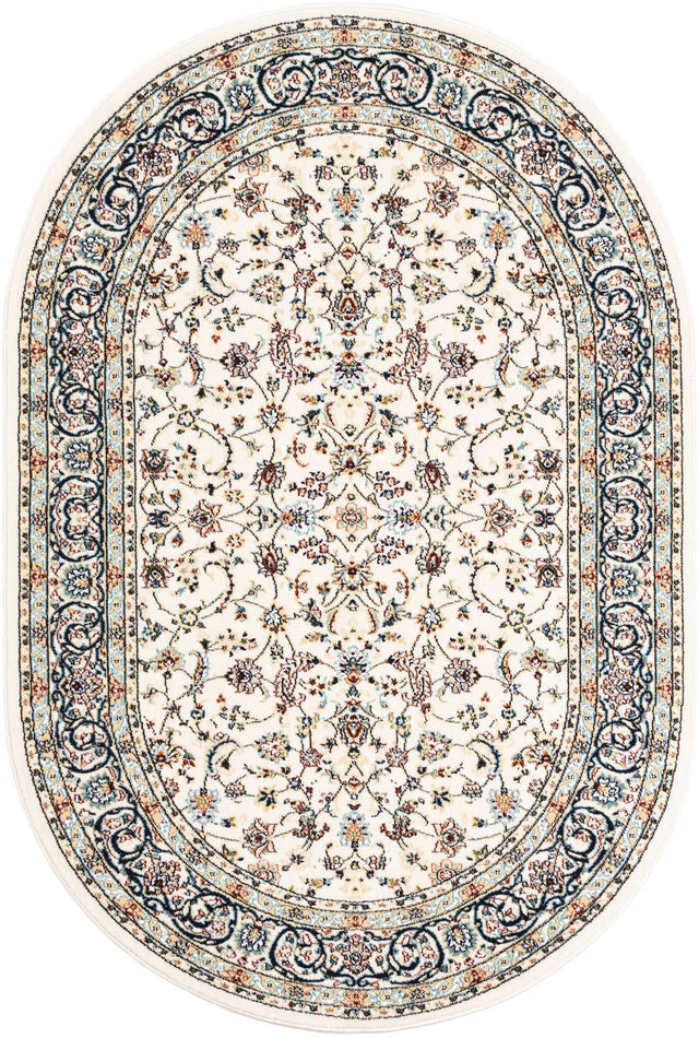 Ivory 4' 1 x 6' 1 Narenj Oval Area Rug 85% Polypropylene & 15% Polyester Traditional Classic Carpet for Living, Dining, Bedrooms, Office for Sale at Rug Engine