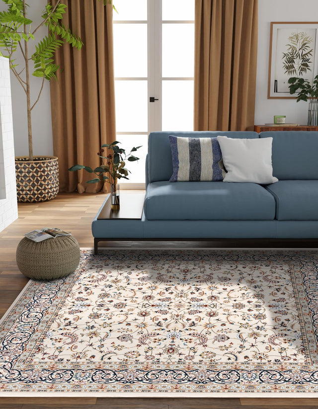 Ivory 7' 10 x 8' Narenj Square Area Rug 85% Polypropylene & 15% Polyester Traditional Classic Carpet for Living, Dining, Bedrooms, Office for Sale at Rug Engine