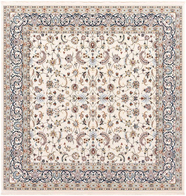 Ivory 7' 10 x 8' Narenj Square Area Rug 85% Polypropylene & 15% Polyester Traditional Classic Carpet for Living, Dining, Bedrooms, Office for Sale at Rug Engine