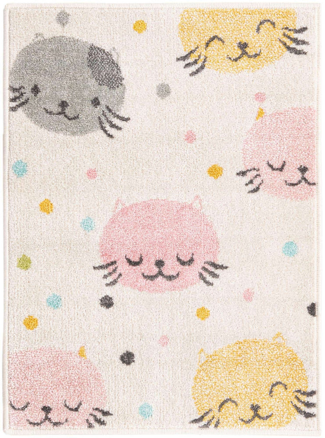 Ivory 2' 2 x 2' 11 Whimsy Kids Rectangle Area Rug for Baby Nursery, Toddler Playroom, Bedrooms