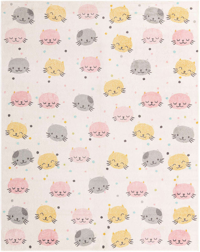Ivory 7' 10 x 10' Whimsy Kids Rectangle Area Rug for Baby Nursery, Toddler Playroom, Bedrooms Playful Fun Design Easy Clean Carpet for Sale at Rug Engine
