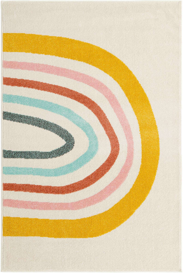 Ivory 3' 11 x 5' 11 Whimsy Kids Rectangle Area Rug for Baby Nursery, Toddler Playroom, Bedrooms