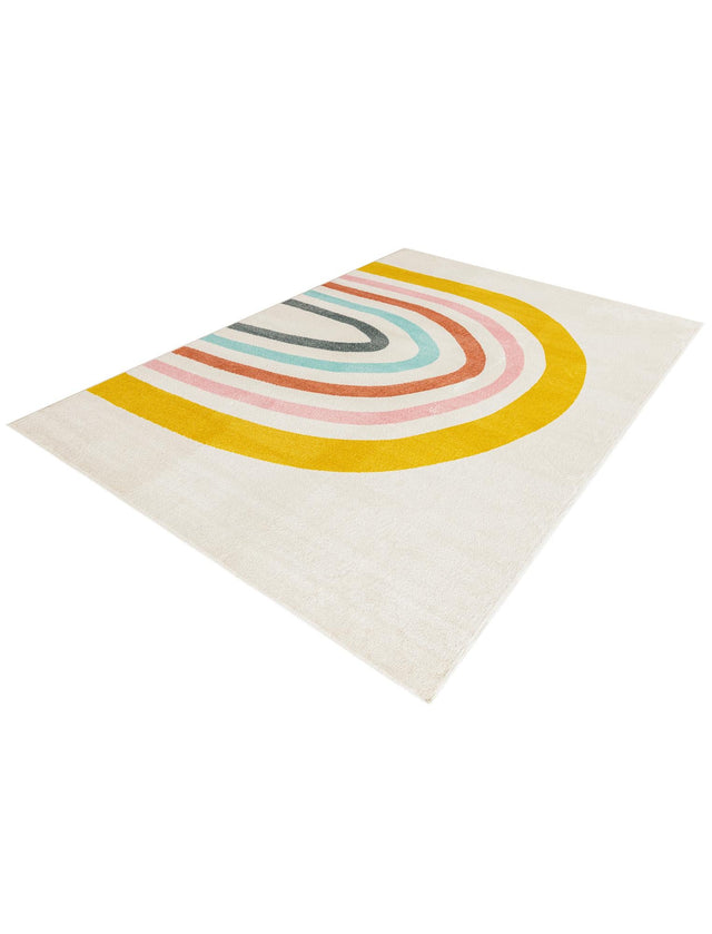 Ivory 7' 10 x 10' Whimsy Kids Rectangle Area Rug for Baby Nursery, Toddler Playroom, Bedrooms